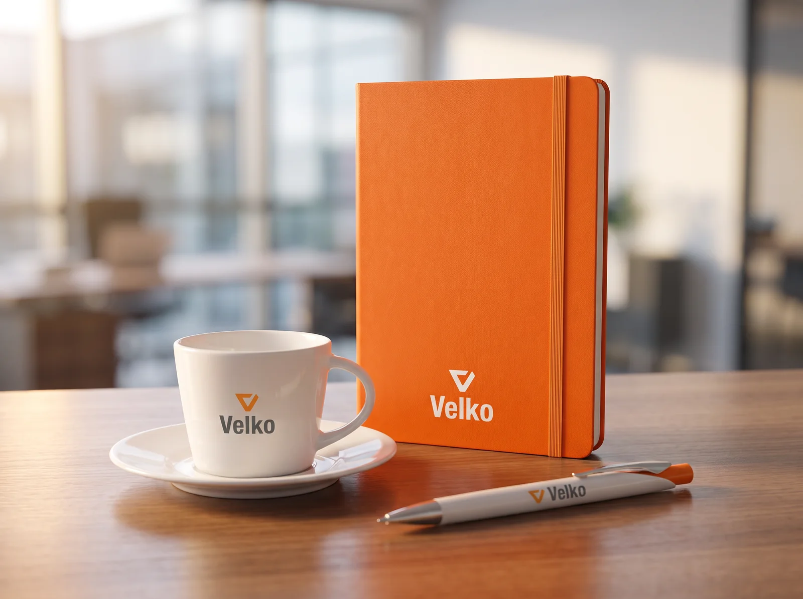 Velko — notes, šolja i olovka sa štampom logotipa